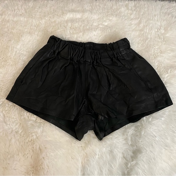 Rag & Bone Genuine Lamb Leather Black Shorts Size XS - Picture 1 of 9